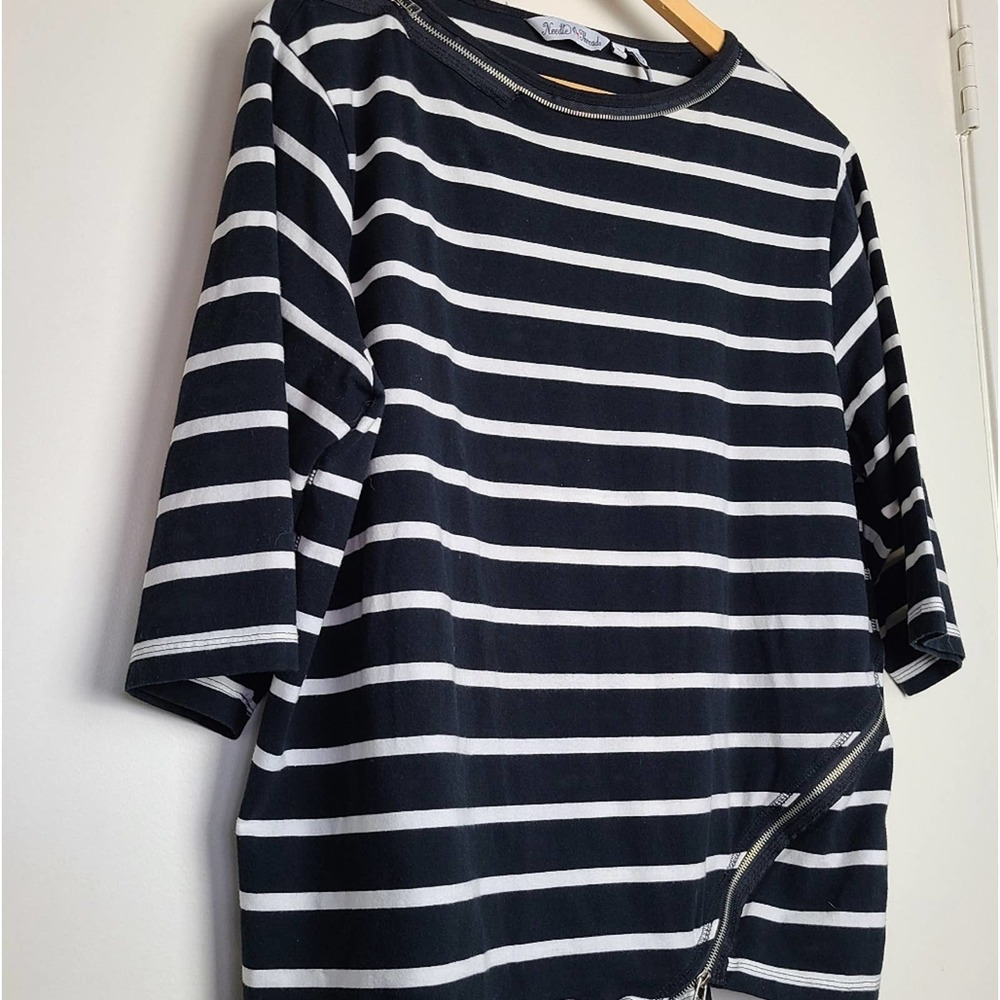 NEEDLE & THREADS| STRIPE BLOUSE W/ZIPPER DETAILS | SIZE XL - Picture 4 of 13